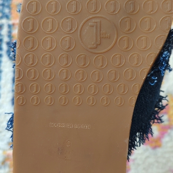 Jon Josef Noble Dark Wash Denim Frayed Criss Cross Open Toe Slide Sandals 9 - Picture 15 of 15